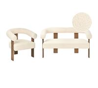 Beliani Living Room Set Ilbro Boucle Off-White/ Dark Brown