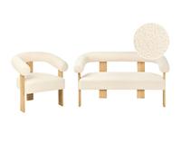 Living Room Set ILBRO Boucle Off-White/ Light Brown