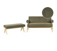 Living Room Set TAMRE Boucle Green/ Light Brown