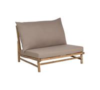 Beliani Low Slipper Chair Bamboo Wood with Seat Backrest Cushions Indoor Outdoor Furniture Garden Light and Taupe Todi