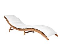 Beliani Wooden Sun Lounger with Cushion White LUINO