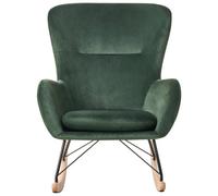 Beliani Luxe Velvet Rocking Chair In Deep Dark Green With Metal Legs.