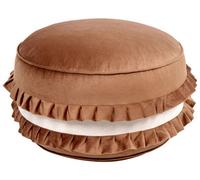 Beliani Macaron Velvet Pouffe Brown 50 X 50 X 30 Cm Round Decorative Kids Seat