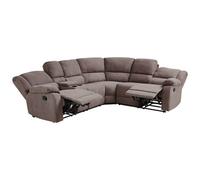 Manual Recliner Corner Sofa 5 Seater ROKKE Fabric Taupe Left Hand