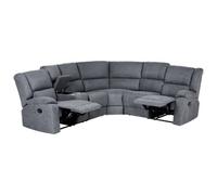 Manual Recliner Corner Sofa 5 Seater ROKKE Fabric Grey Left Hand