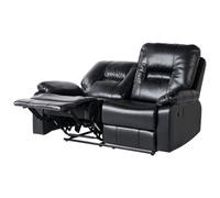 Beliani Manual Recliner Sofa 2 Seater BERGEN Faux Leather Black, Black