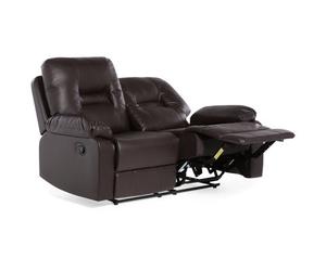 Beliani Manual Recliner Sofa 2 Seater Bergen Faux Leather Brown