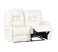 Beliani 2 Seater Faux Leather Manual Recliner Sofa White Bergen, White