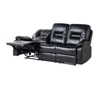 Beliani Manual Recliner Sofa 3 Seater Bergen Faux Leather Black