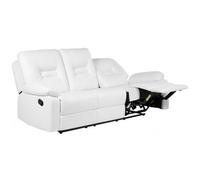 Beliani Manual Recliner Sofa 3 Seater Bergen Faux Leather White