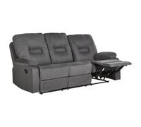 Beliani Manual Recliner Sofa 3 Seater Bergen Ii Fabric Dark Grey