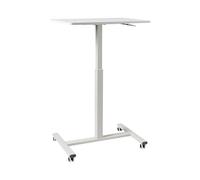 Beliani Manually Adjustable Mobile Standing Laptop Desk Modern Office 65 x 48 cm Steel Frame White Academia