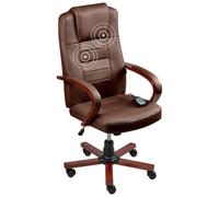 Beliani Massage Chair Diamond With Heating Leather Dark Brown