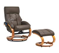 Beliani Massage Chair Force With Footstool Faux Leather Dark Brown
