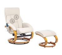 Massage Chair FORCE with Footstool Faux Leather Light Beige