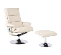 Beliani Massage Chair Legend With Footstool Faux Leather Light Beige