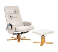 Beliani Massage Chair Relaxpro With Footstool Faux Leather Light Beige
