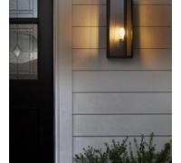 Beliani Matte Black Outdoor Led Wall Light Sconce Ip44 - Warm White Led, Iron Frame, Clear Glass Panels, W18 X D14 X H41 Cm