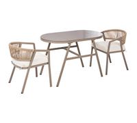 Beliani Mediterranean Bistro Set Muros Metal Taupe