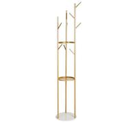 Beliani Metal Garment Rack Clothes Indoor Rail with Shelves Coat Marble Stand Gold Raltson