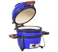 Beliani Mini Charcoal Bbq Grill Kamado Ceramic Blue, Blue