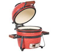 Beliani Mini Charcoal Bbq Grill Kamado Ceramic Red, Red