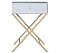 Beliani Mirrored Side Table With Gold Legs And Drawer 50 X 40 Cm