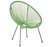 Beliani Modern Accent Chair Round PE Rattan Steel Living Room Green Acapulco II