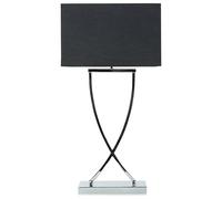Beliani Modern Accent Table Lamp Chromed Base Polycotton Rectangular Shade Black Yasuni