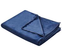 Beliani Modern Duvet Weighted Blanket Cover Polyester Fabric 150 x 200 cm Solid Pattern Navy Blue Rhea