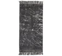 Beliani Modern Glam Area Rug Dark Grey Viscose With Cotton Backing And Fringes 80 X 150 Cm