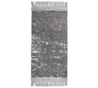 Beliani Modern Glam Low-Pile Viscose Area Rug Grey 80 X 150 Cm With Fringes