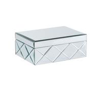 Beliani Modern Glam Silver Glass Mirrored Jewellery Box - Felt Lined Storage 25 X 18 X 11 Cm