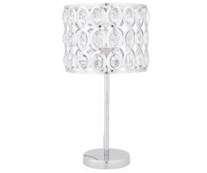 Beliani Modern Glam Table Lamp Silver Drum Shade Rhinestones Crystals Chromed Tenna