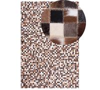Beliani Modern Mosaic Cowhide Area Rug 160 x 230 cm Multicolour Leather Konya