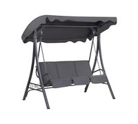 Beliani Modern Outdoor Swing 3 Seat Polyester Canopy Steel Frame Grey Garbo