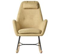 Beliani Modern Rocking Chair In Durable Yellow Fabric With Metal Legs, Rubberwood Frame, W48 X D92 X H116Cm