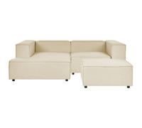 Modular Corner Sofa 2 Seater APRICA Faux Linen Beige with Ottoman Right Hand