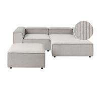 Beliani Modular Corner Sofa 2 Seater Ardal With Ottoman Corduroy Taupe Left Hand