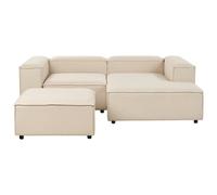 Beliani Modular Corner Sofa 3 Seater Ardal Left Hand Beige Fabric With Ottoman
