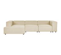 Beliani Modular Corner Sofa 3 Seater Aprica Faux Linen Beige Right Hand