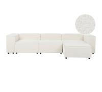 Beliani Modular Corner Sofa 3 Seater Ardal Boucle White With Ottoman