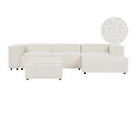 Beliani Modular Corner Sofa 3 Seater Ardal Boucle White With Ottoman Left Hand