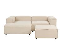 Modular Corner Sofa 3 Seater ARDAL Right Hand Beige Fabric with Ottoman