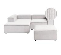 Beliani Modular Corner Sofa 3 Seater Ardal Right Hand Off-White Corduroy With Ottoman