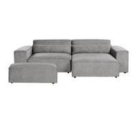 Beliani Modular Corner Sofa 3 Seater Hellnar With Ottoman Fabric Grey Left Hand