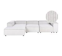 Beliani Modular Corner Sofa 4 Seater Ardal Corduroy Off-White Right Hand