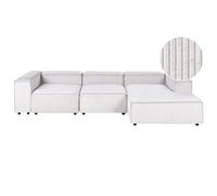 Beliani Modular Corner Sofa 4 Seater ARDAL Corduroy Off-White Left Hand, White