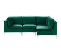 Beliani Modular Corner Sofa 4 Seater Evja Left Hand Green Velvet