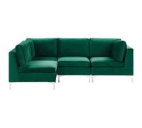 Beliani Modular Corner Sofa 4 Seater Evja Right Hand Green Velvet